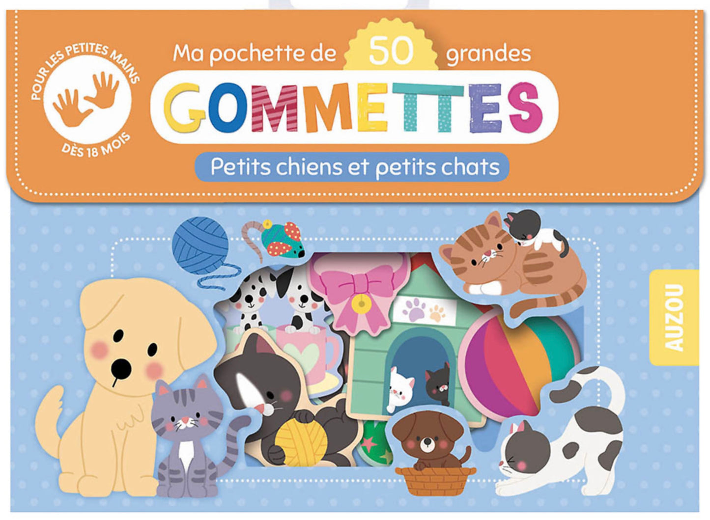MA POCHETTE DE 50 GRANDES GOMMETTES - PETITS CHIENS ET PETITS CHATS *