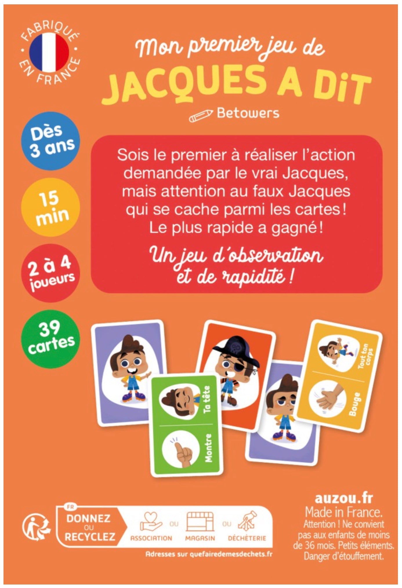 JEUX DE CARTES - MON PREMIER JEU DE JACQUES A DIT