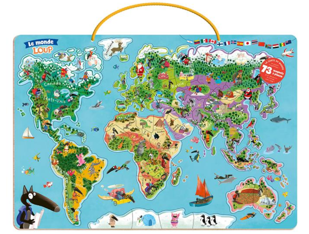 MA CARTE DU MONDE MAGNÉTIQUE EN PUZZLE - JE DÉCOUVRE LE MONDE AVEC LOUP