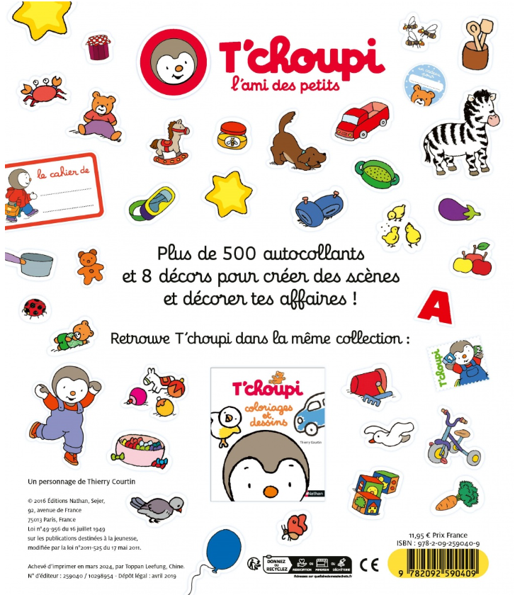 T'CHOUPI - GRAND CAHIER D'AUTOCOLLANTS - DÈS 2 ANS