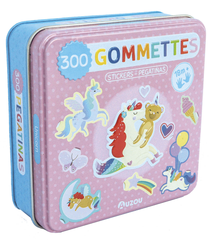 BOÎTE DE GOMMETTES MÉTAL - LES LICORNES *