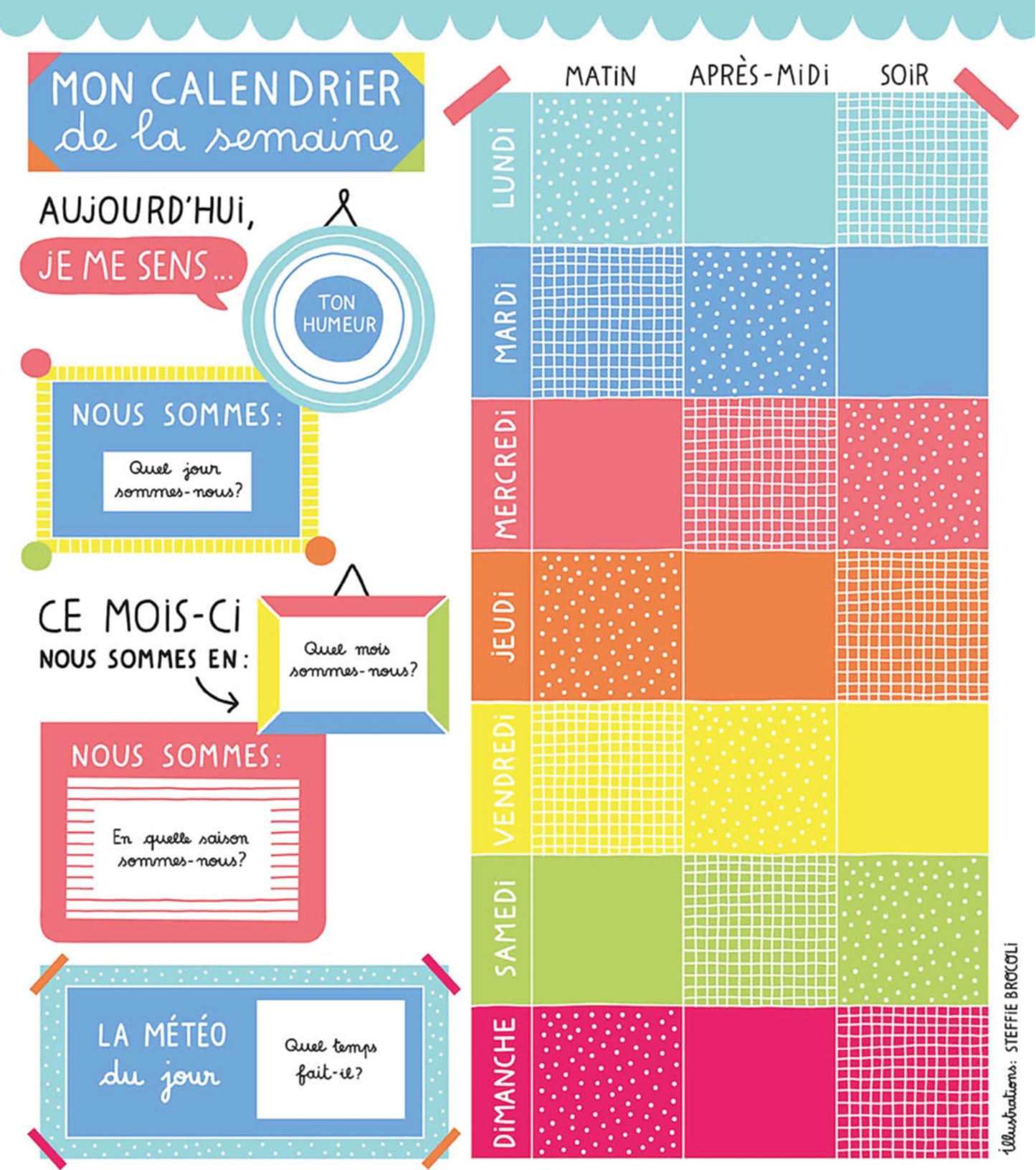 MA POCHETTE D'AIMANTS - CALENDRIER DE LA SEMAINE