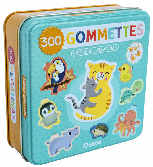 BOÎTE DE 300 GOMMETTES MÉTAL - LES BÉBÉS ANIMAUX