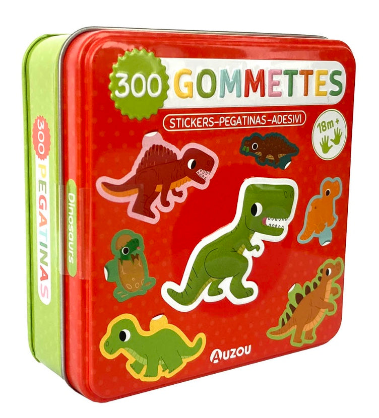 BOÎTE MÉTAL - 300 GOMMETTES DINOSAURES