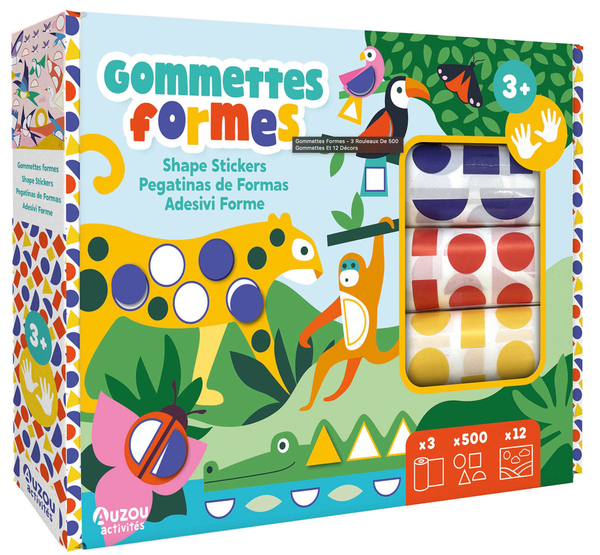 GOMMETTES FORMES - 3 ROULEAUX DE 500 GOMMETTES ET 12 DÉCORS