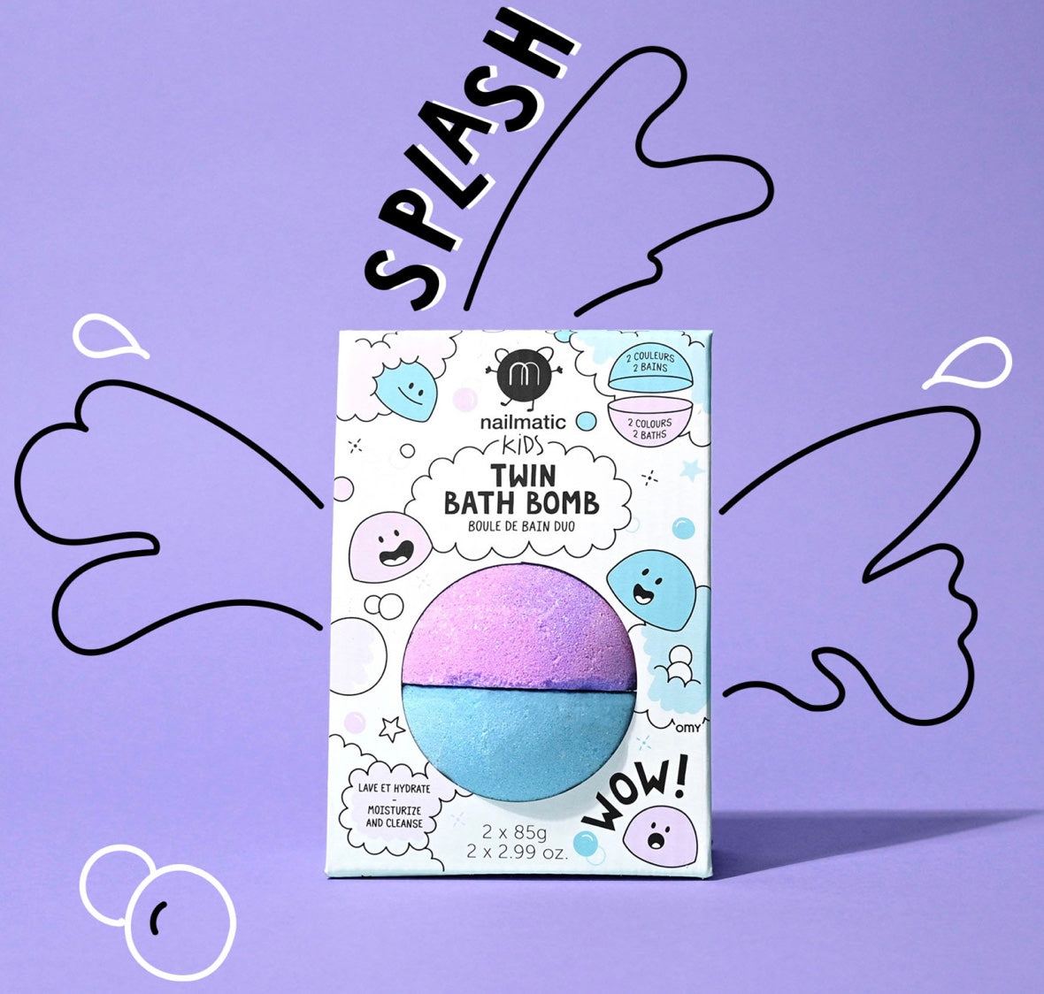 BOULE DE BAIN DUO EFFERVESCENTE - BLEU ET VIOLET