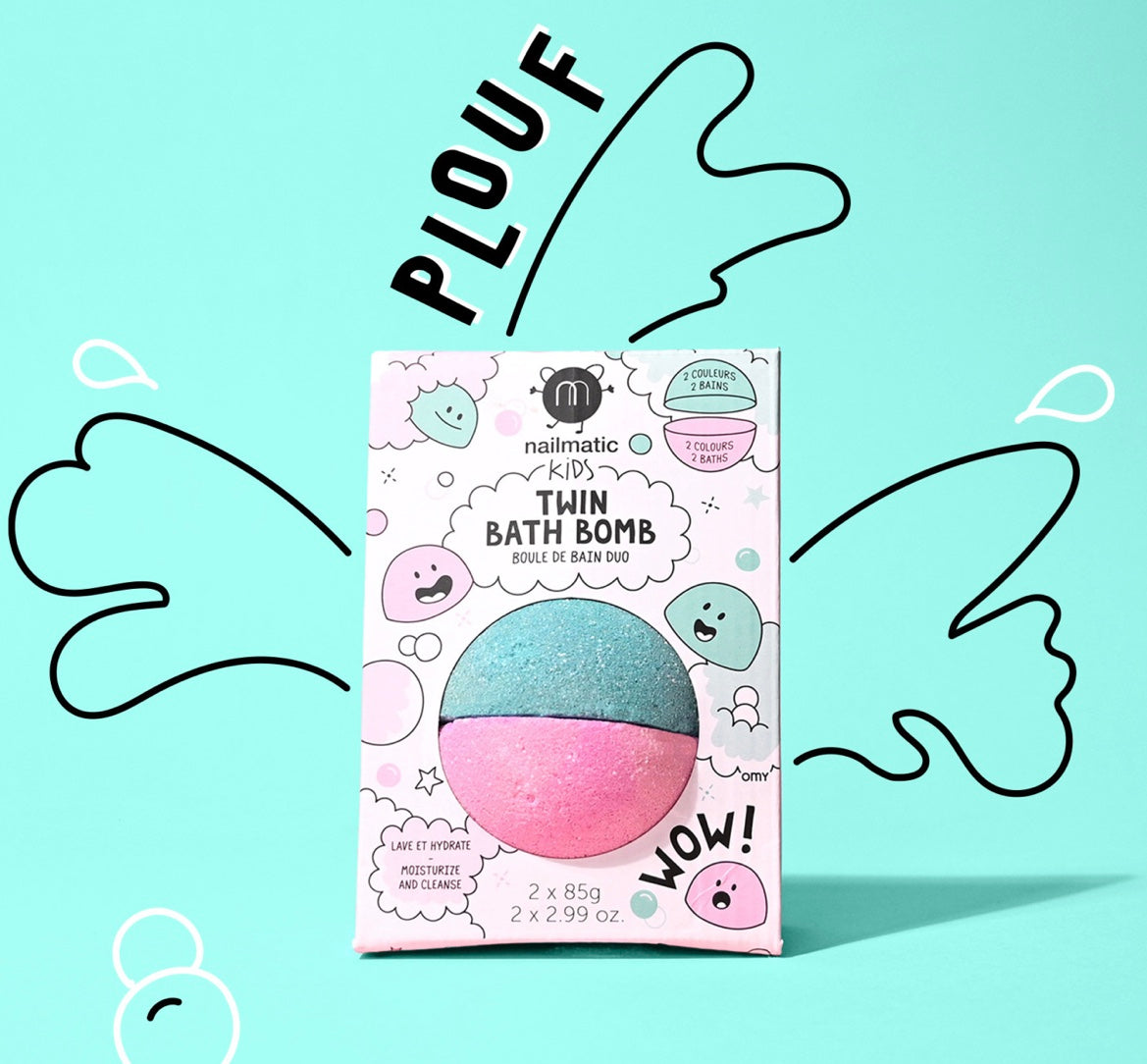 BOULE DE BAIN DUO EFFERVESCENTE - VERT ET ROSE