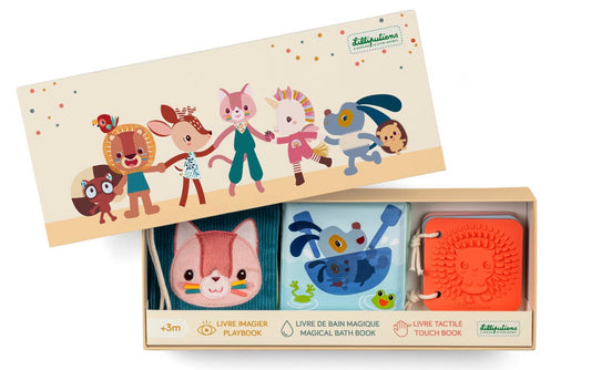 SET DE NAISSANCE - 3 LIVRES SENSORIELS - JARDIN