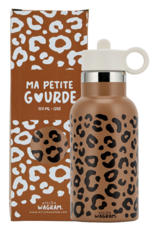 GOURDE ACIER INOX - CARAMEL LÉOPARD