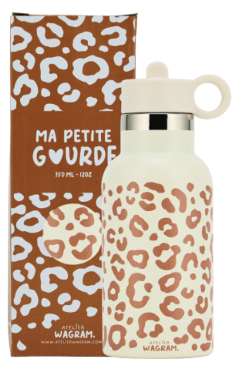 GOURDE ACIER INOX - CRÈME LÉOPARD